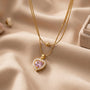 Heart Fancy Chain Pendant – Gold + Pink – Gold + Pink view 4