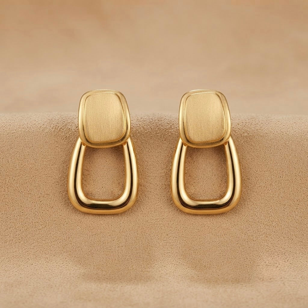 Geometric Drop Earrings – Gold view 2