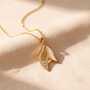 Leafy Chain Pendant – Gold + White view 23