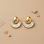 Pearl Disc Earrings – Gold view 6