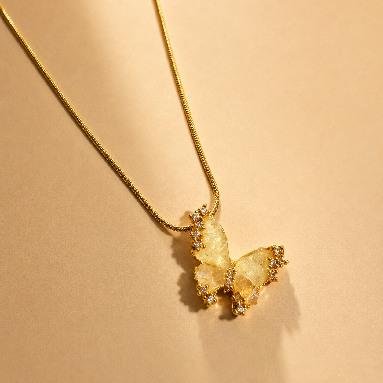 Butterfly Stylish Chain Pendant – Rose Gold view 2