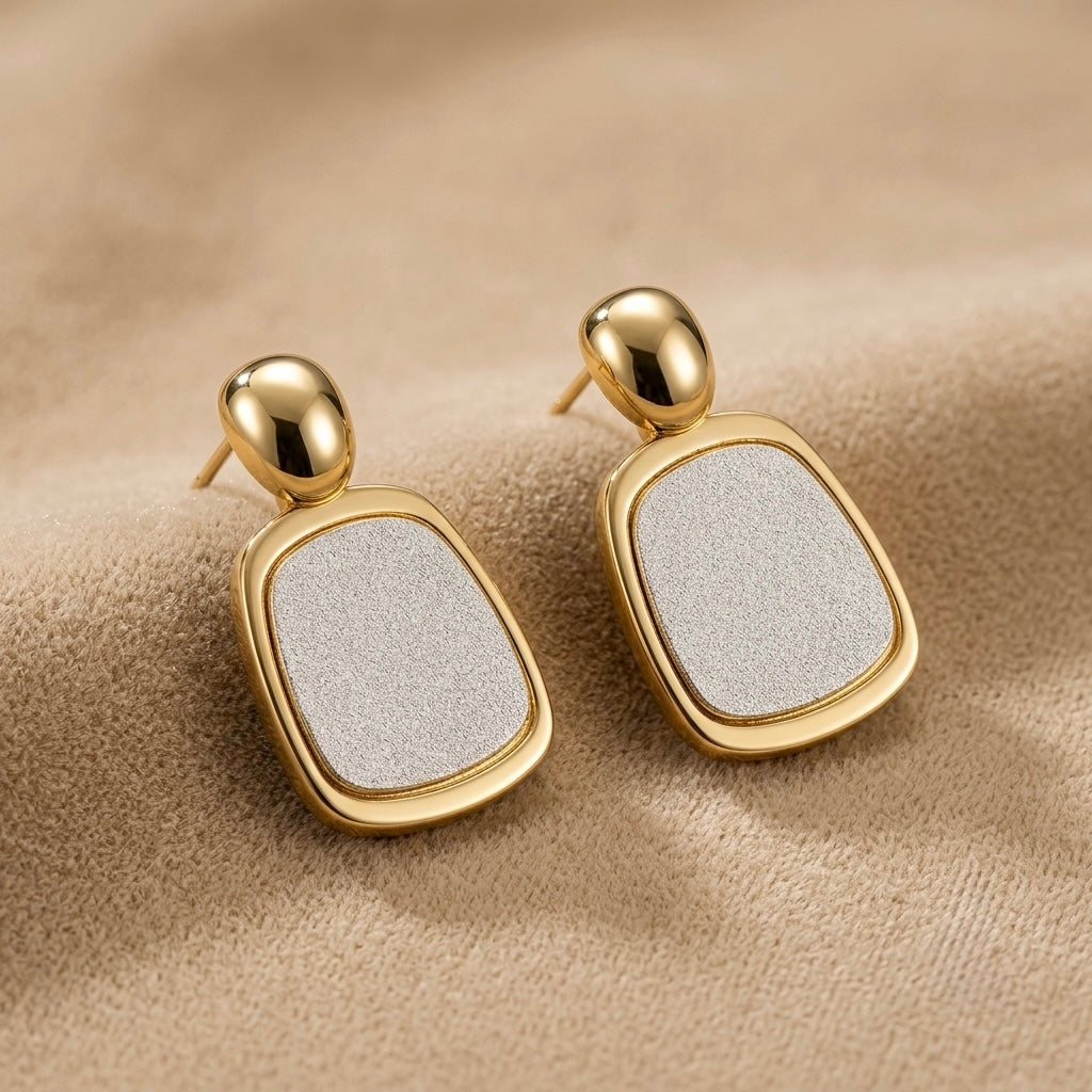 Open Frame Earrings – Gold view 6