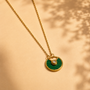 Diamond Chain Pendant – Gold + Green view 5