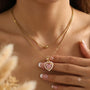 Heart Fancy Chain Pendant – Gold + Pink – Gold + Pink view 2