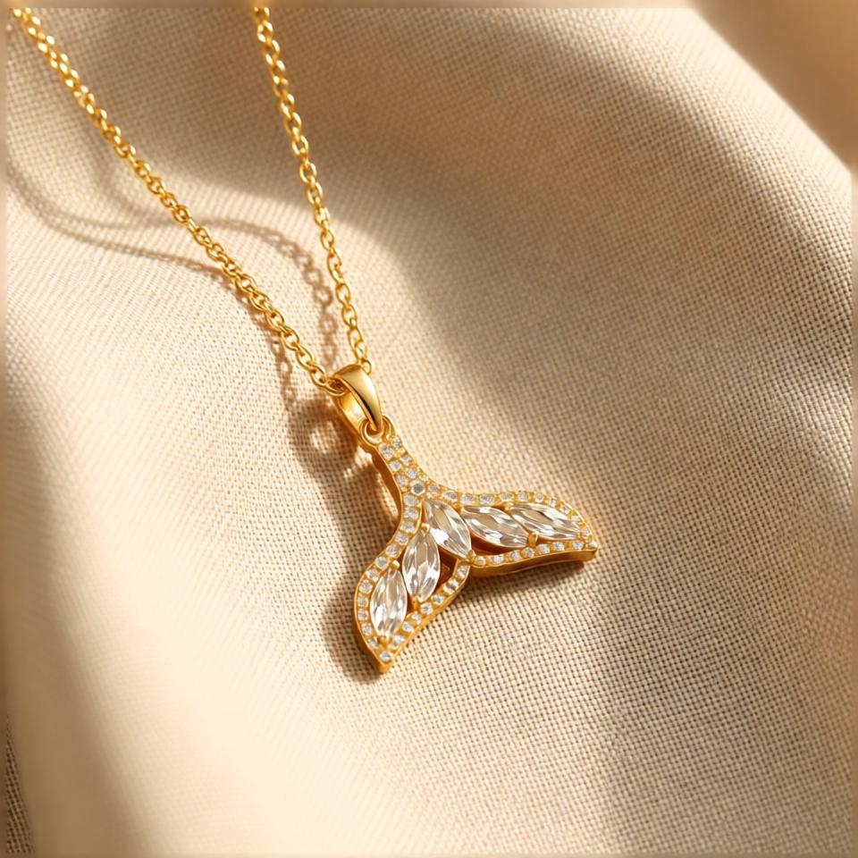 Fin Chain Pendant – Gold view 4
