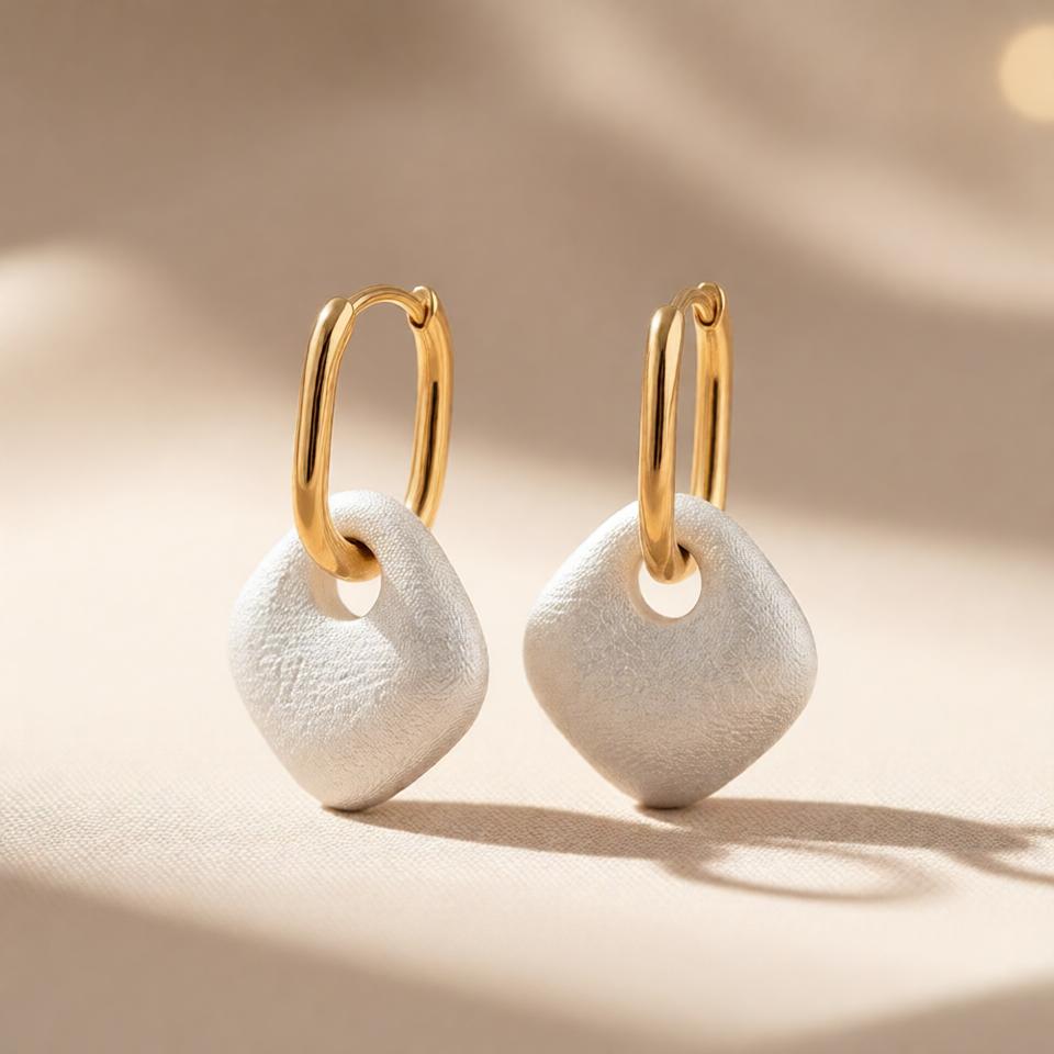 Irregular Pendant Earrings – Gold view 6