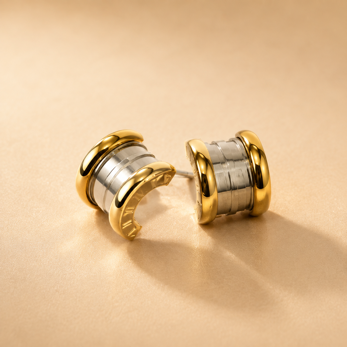 Fancy Stud Earrings – Gold & Silver view 4