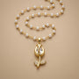 Pearl & Rose Chain Pendant – Gold + White view 4