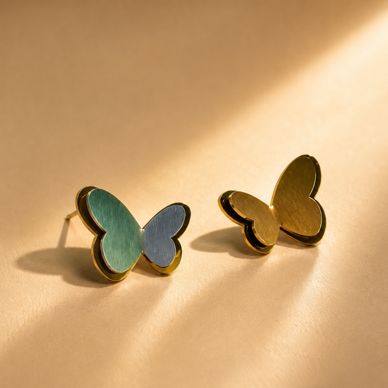 Butterfly Earring – Gold & Silver Mix view 3