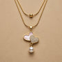 Heart Pearl Droop Chain Pendant – Gold view 6