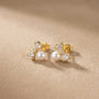Mini Heart Pearl Earrings – Gold view 3