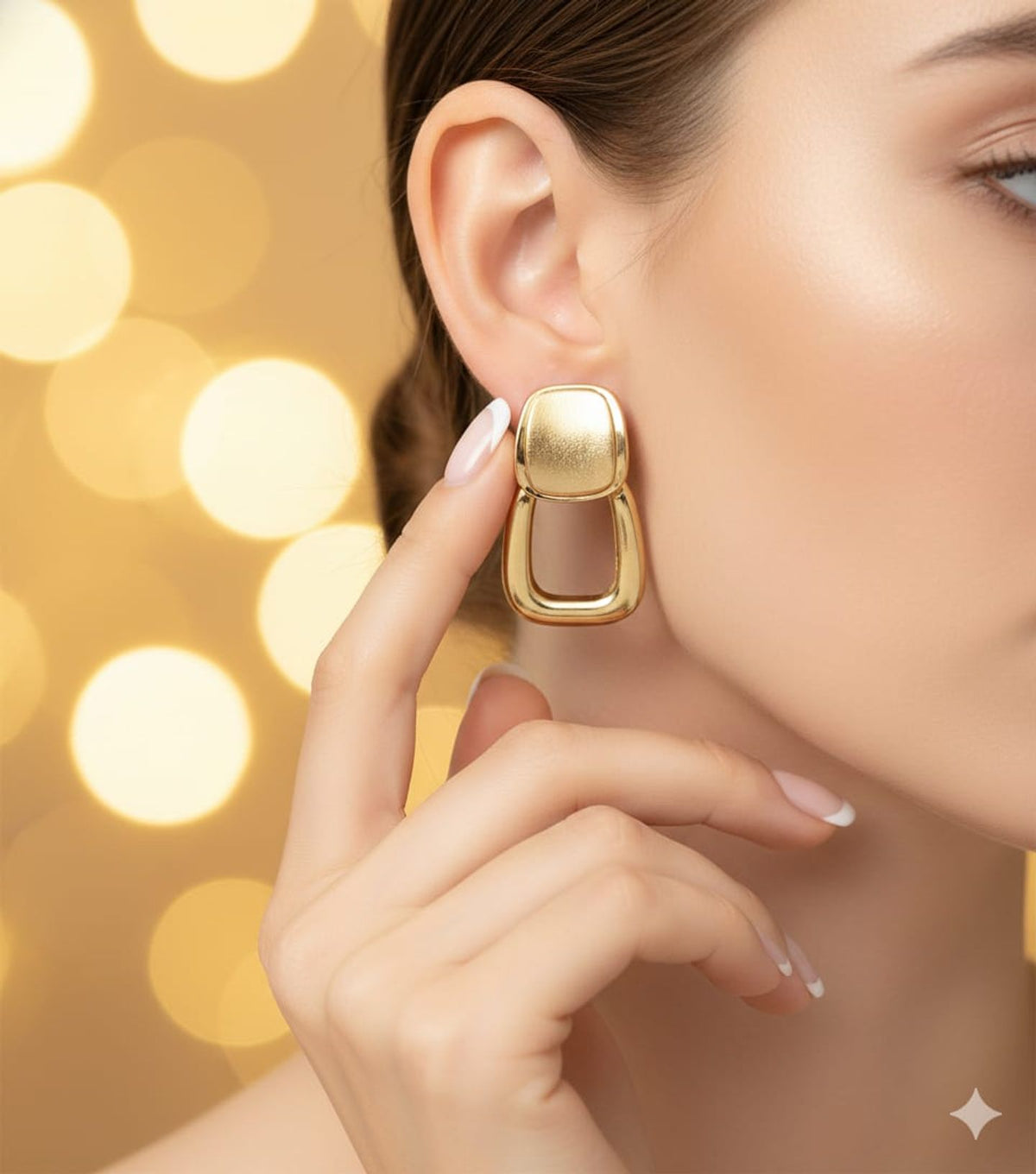 Geometric Drop Earrings – Gold view 1