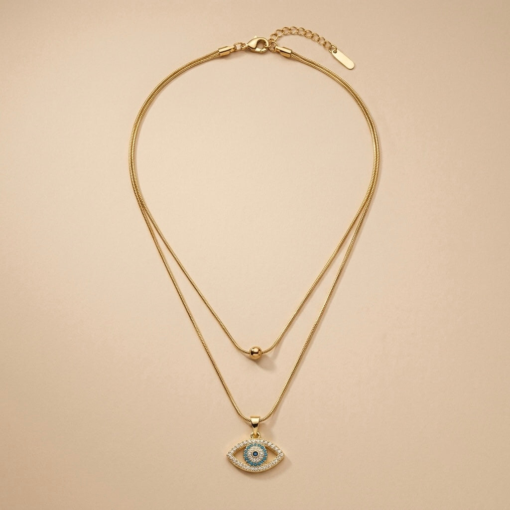 Evil Eye Chain Pendant – Statement – Gold view 5