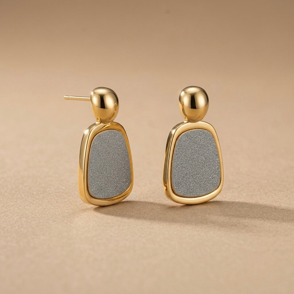 Open Frame Earrings – Gold view 2