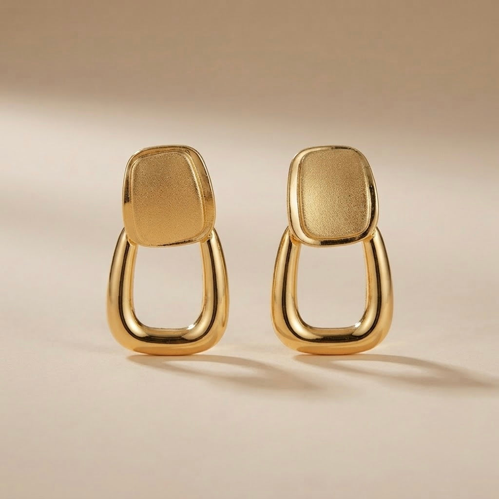 Geometric Drop Earrings – Gold view 5