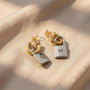 Lock Fancy Earrings – Gold & Silver Mix view 5