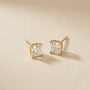 Square Diamond Earrings – Gold view 4