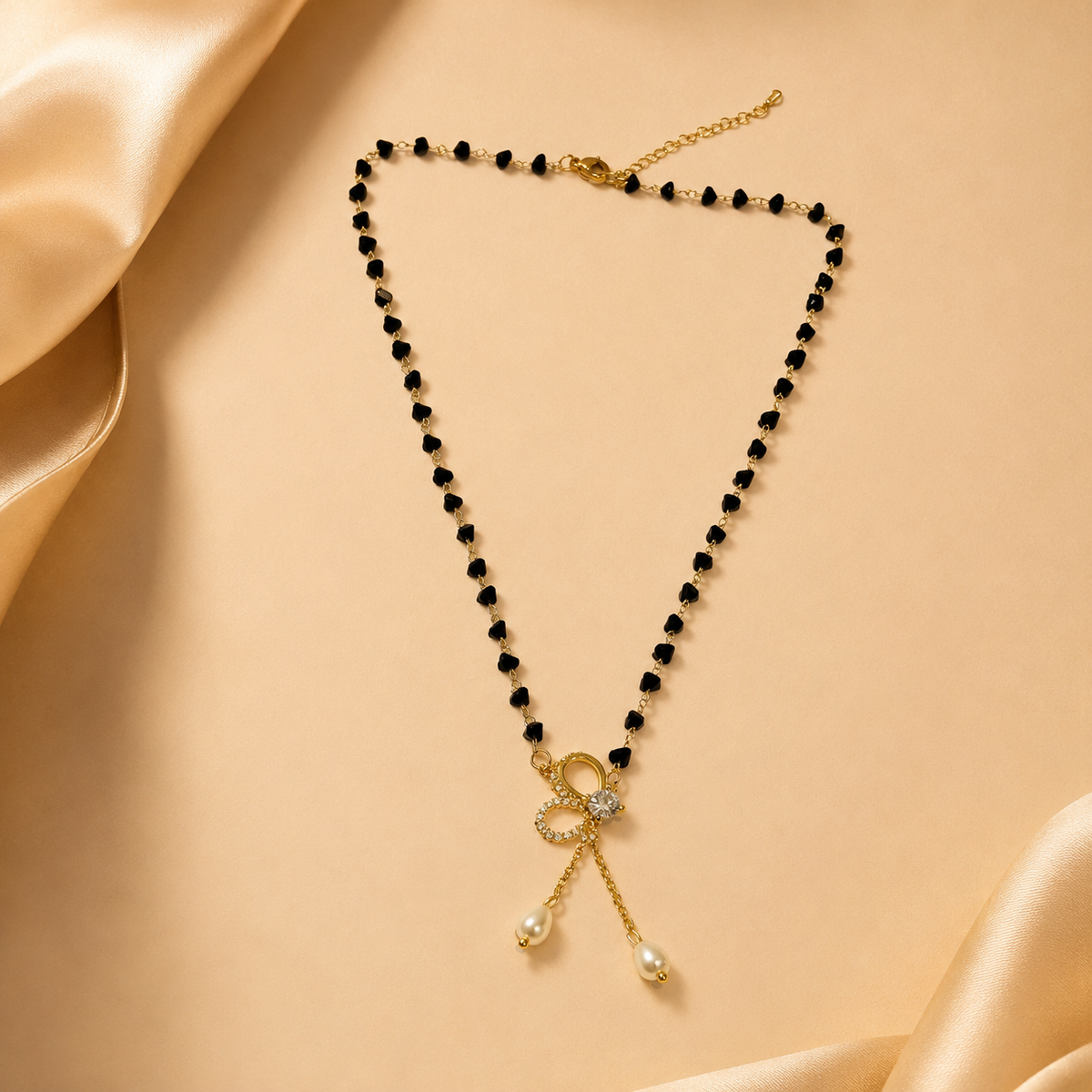 Butterfly Fancy Chain Pendant – Gold + Black view 5