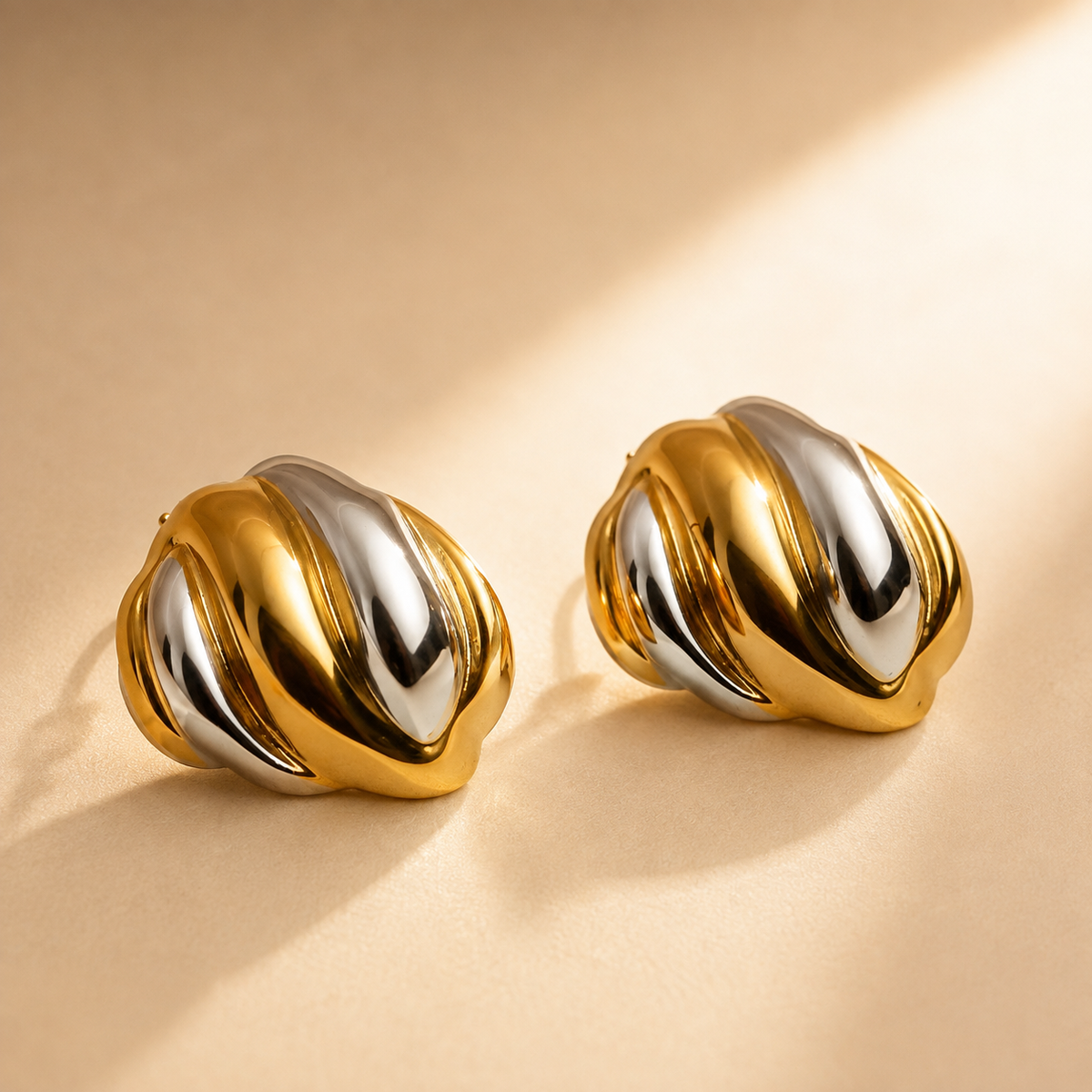 Swirl Earrings – Gold & Silver Mix view 4