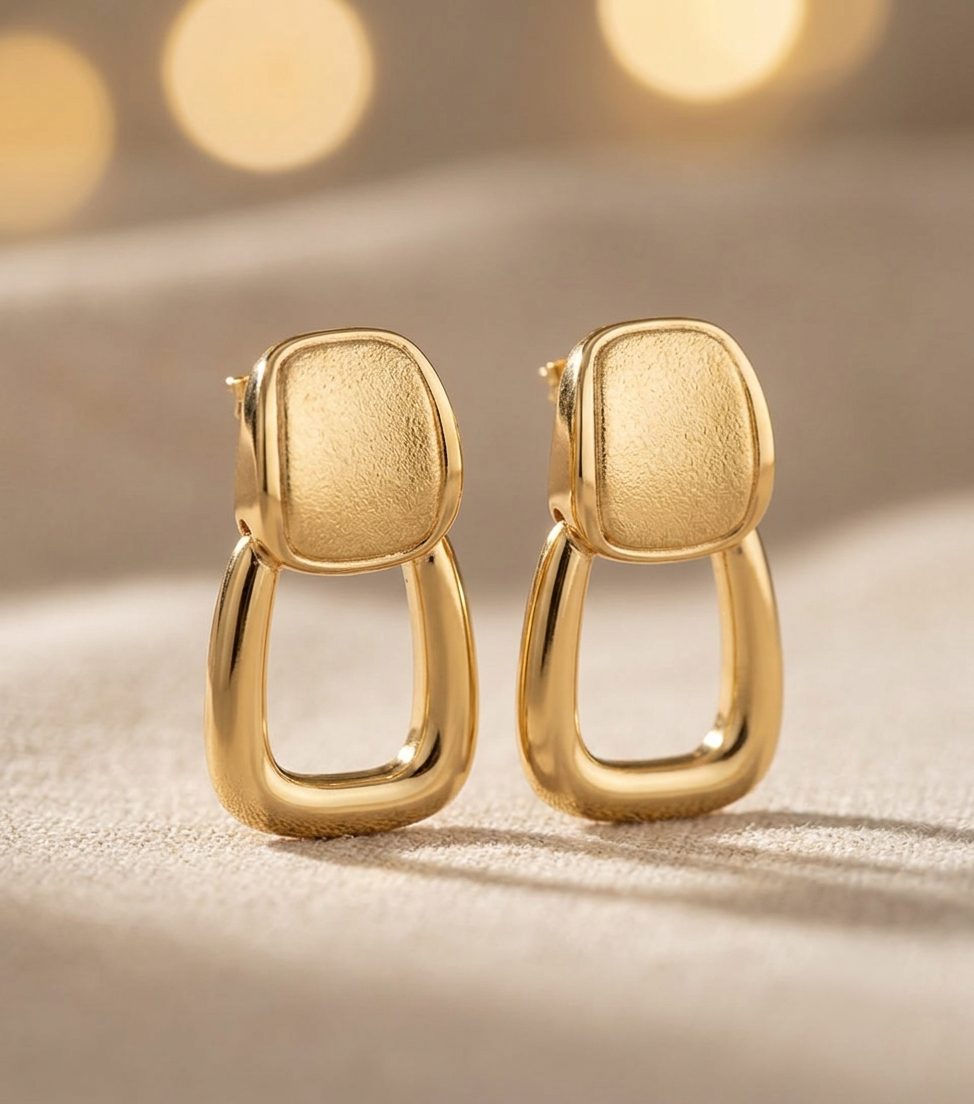 Geometric Drop Earrings – Gold view 7