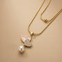 Heart Pearl Droop Chain Pendant – Gold view 4