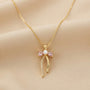 Bow Fancy Chain Pendant – Gold + Pink view 2