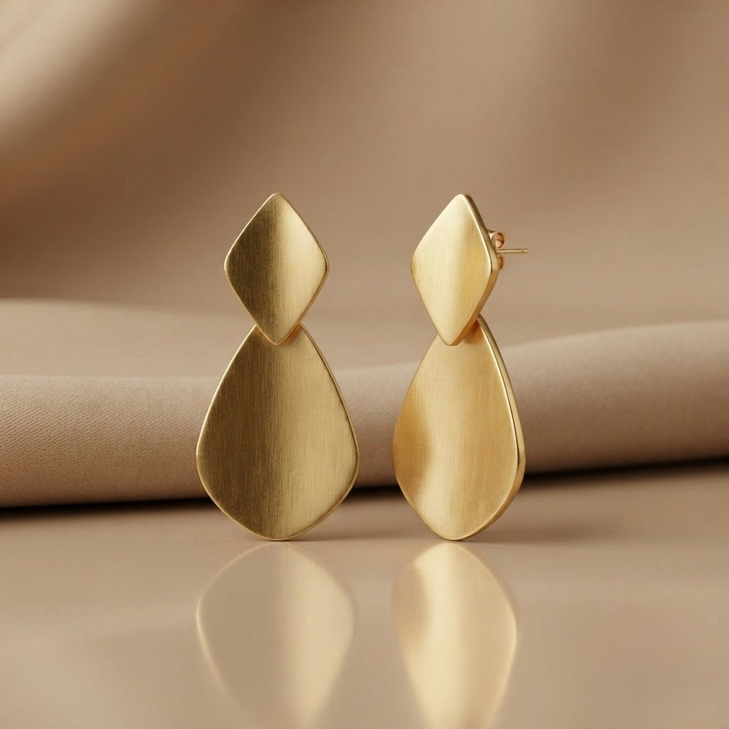 Fancy Long Earrings – Gold & Silver Mix view 3