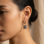 Lock Fancy Earrings – Gold & Silver Mix view 2