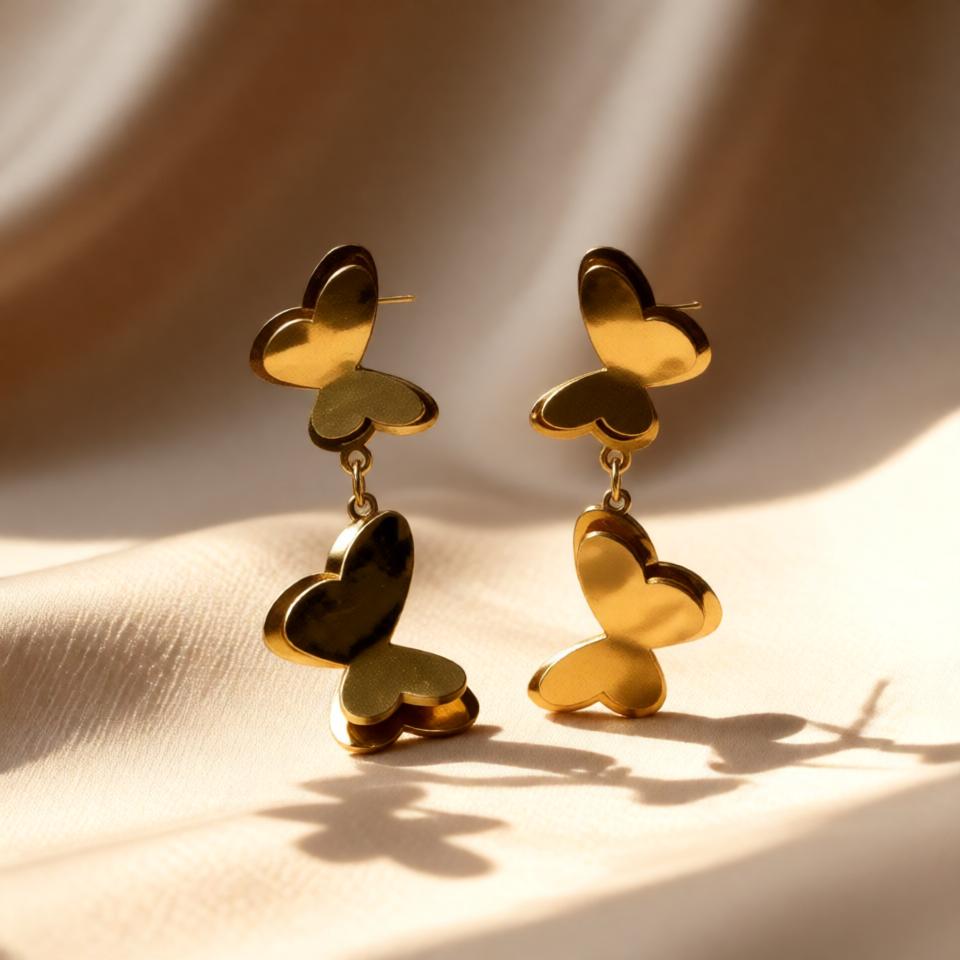 Butterfly Stylish Earrings – Gold view 12