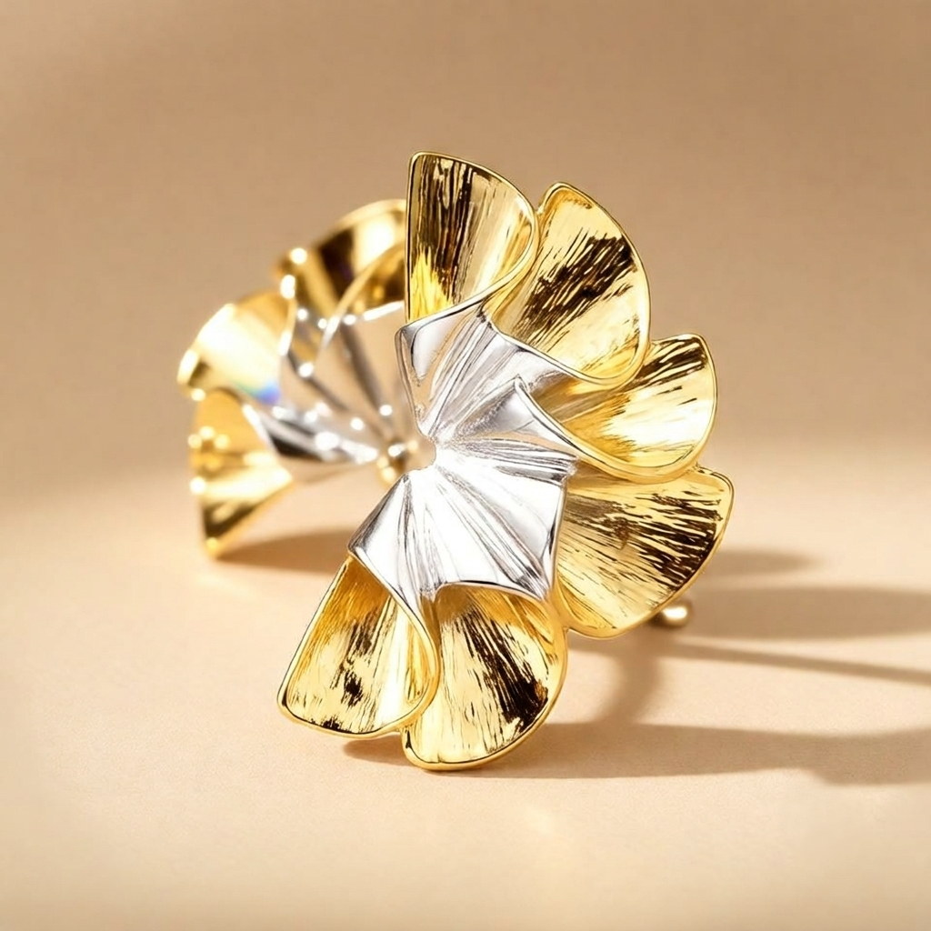 Flower Earrings – Gold & Silver Mix view 5