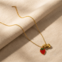 Strawberry & Heart Chain Pendant – Gold view 5