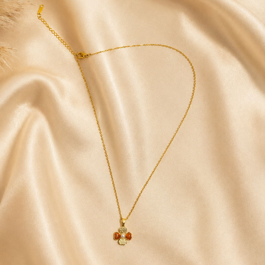 Flower Chain Pendant – Petite – Gold view 2