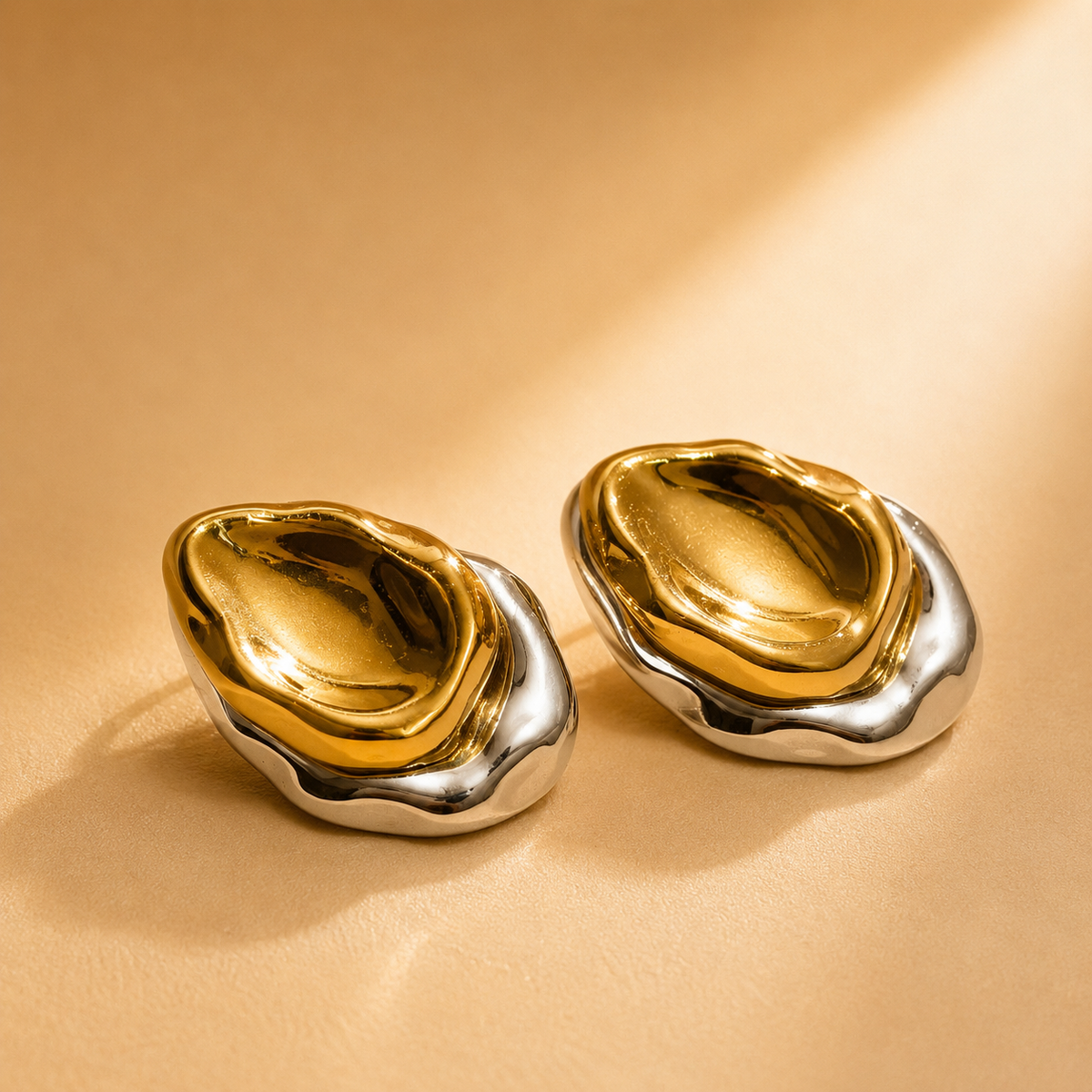Fancy Stud Earrings – Gold view 3