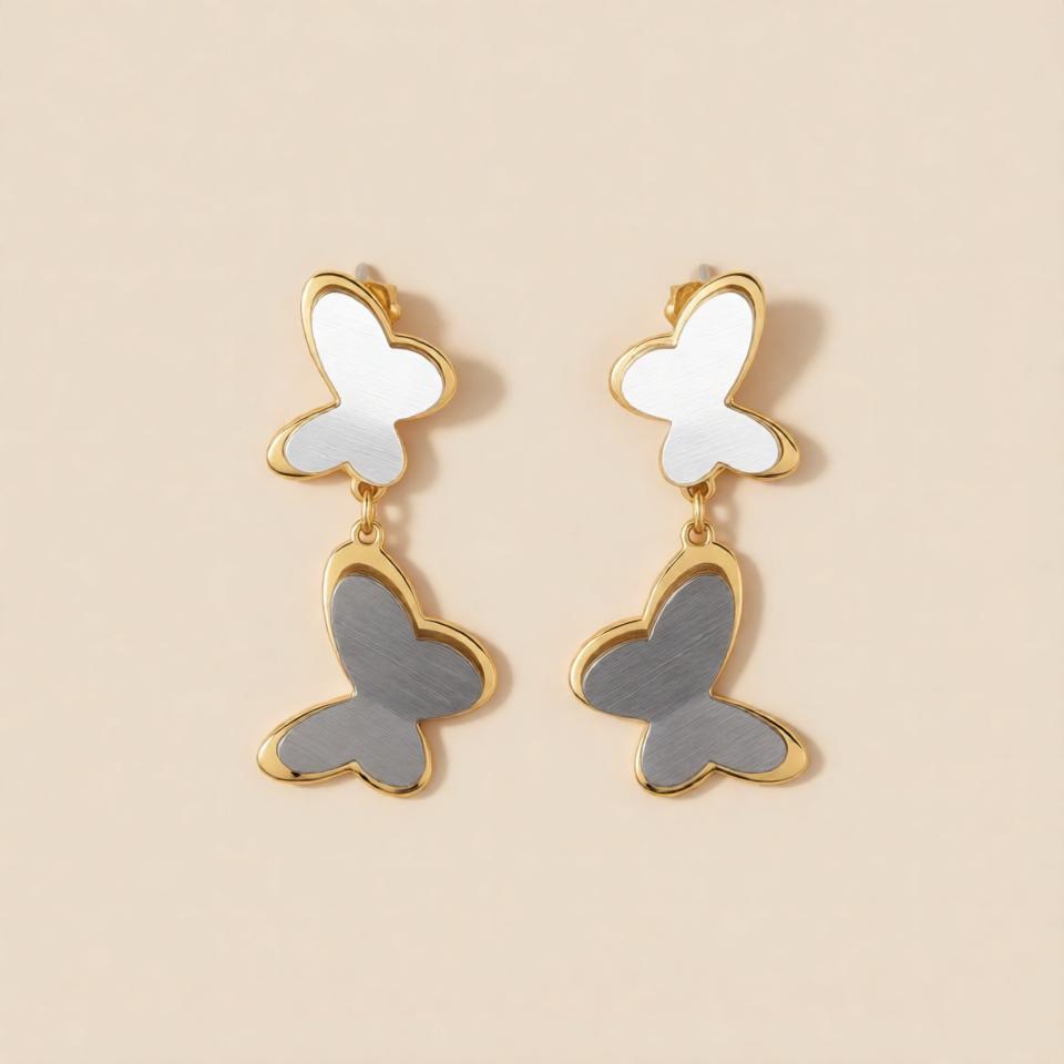 Butterfly Stylish Earrings – Gold & Silver Mix view 5