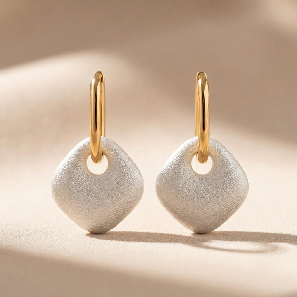 Irregular Pendant Earrings – Gold view 2