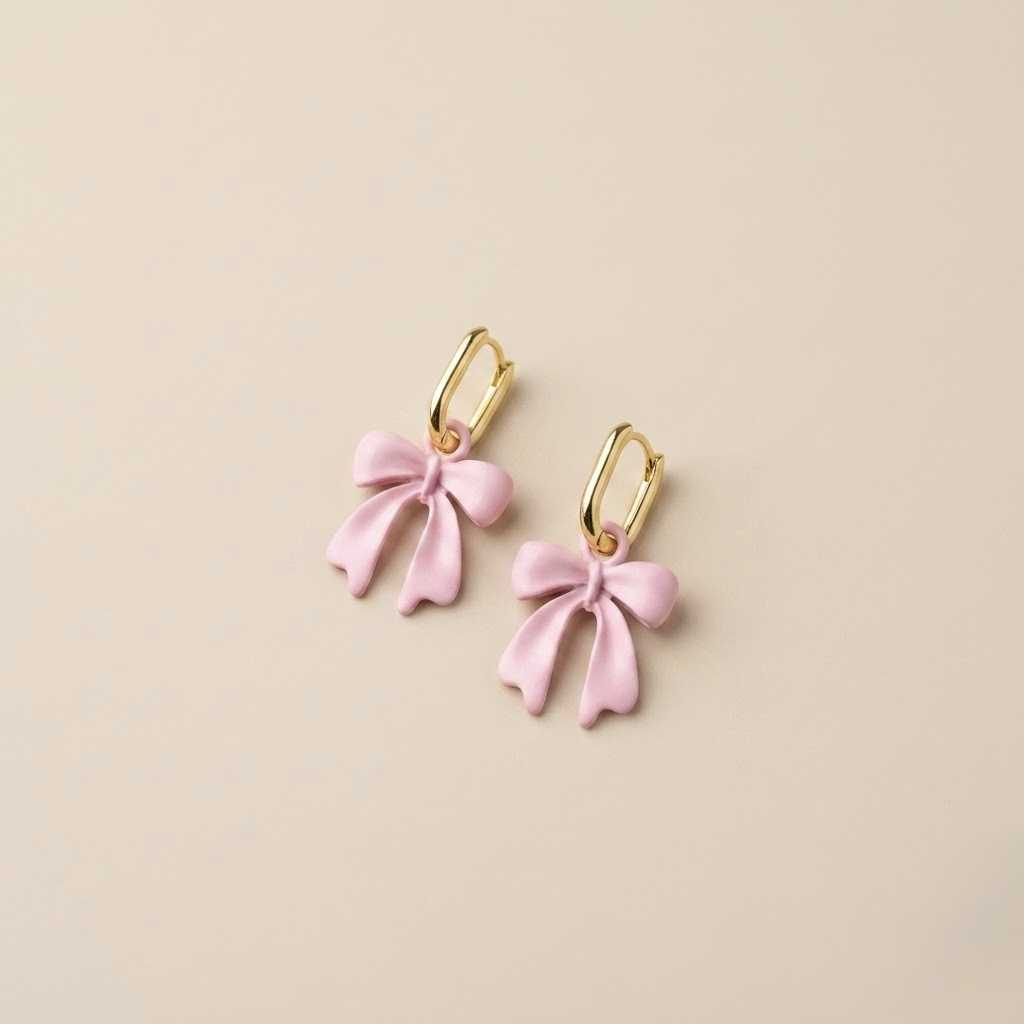 Pink Bowknot Stud Earrings