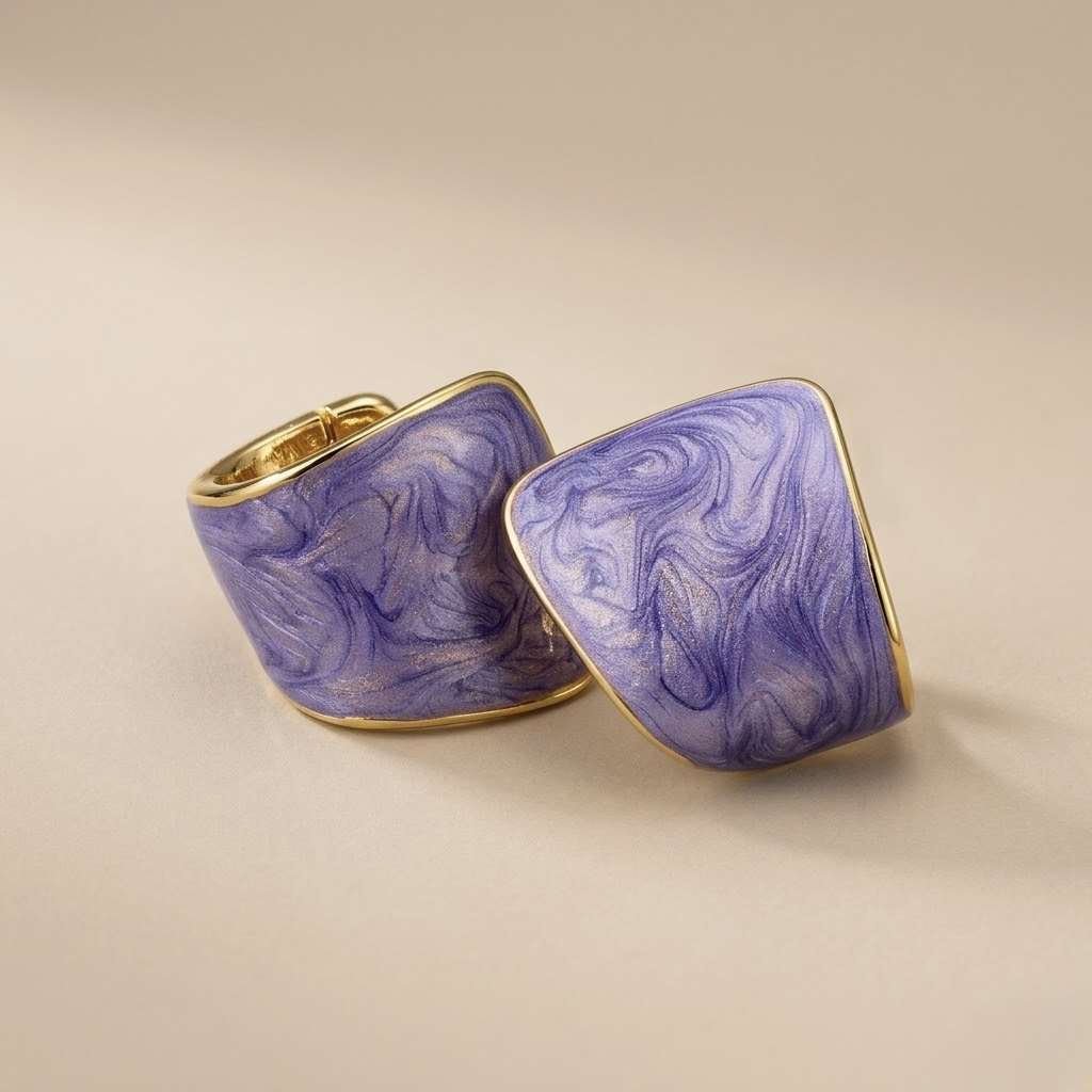 Purple U-Curve Earring Set