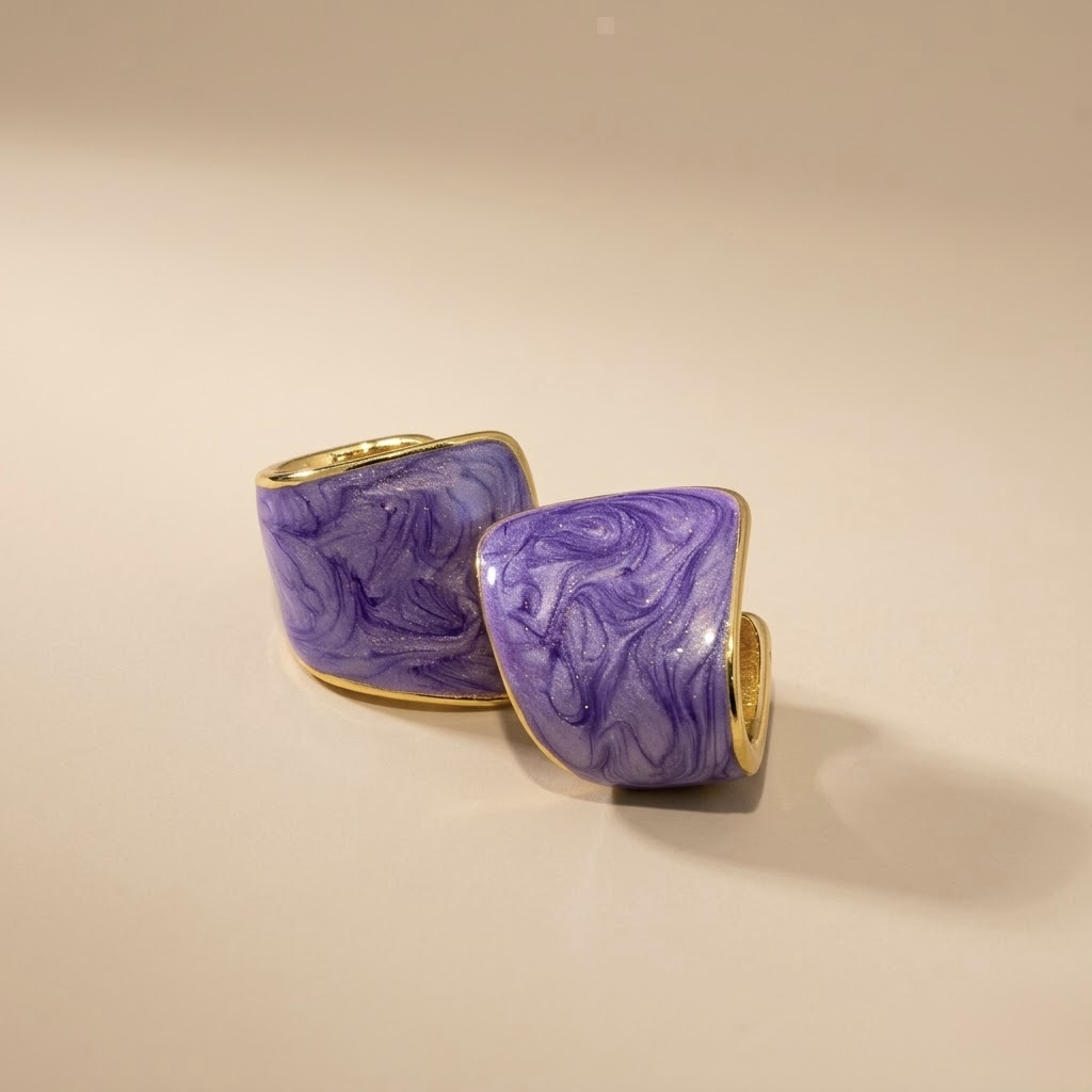 Purple U-Curve Earring Set