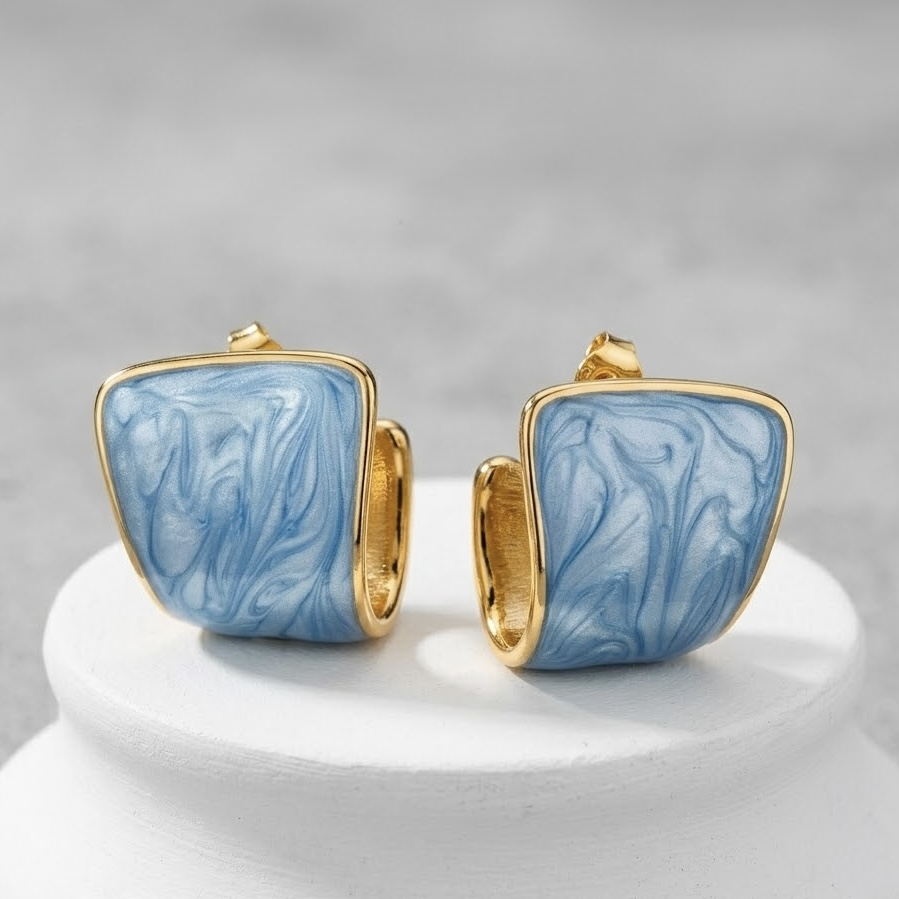 Blue U-Curve Earring Set