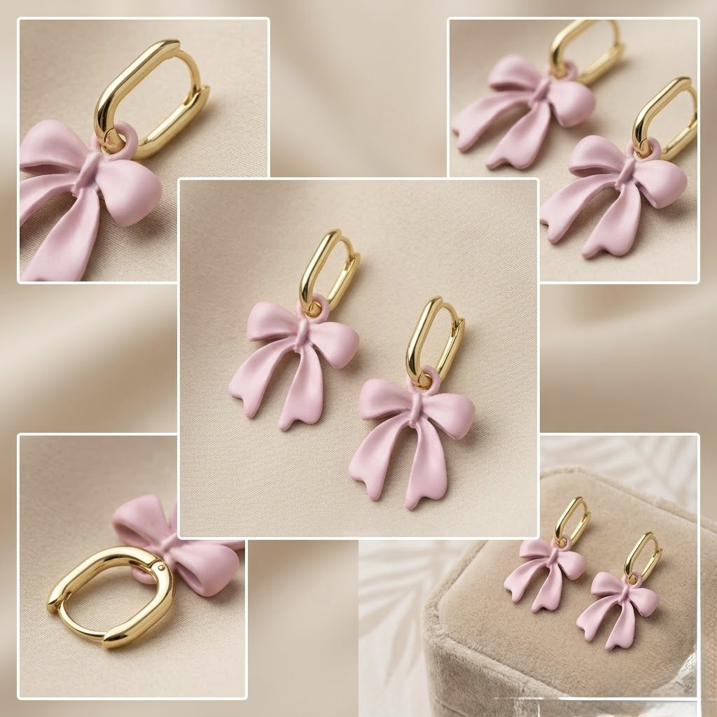 Pink Bowknot Stud Earrings