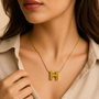 Fancy H Chain Pendant worn on model